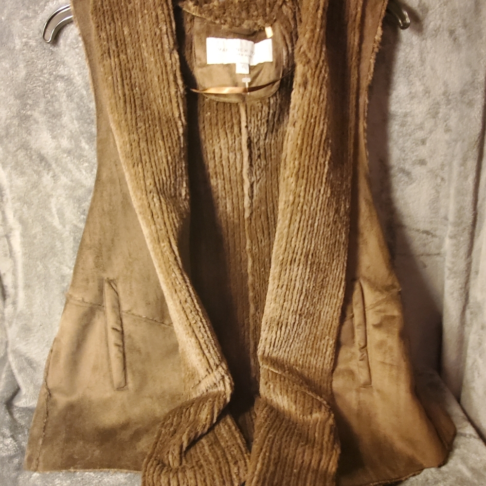 L Faux Fur & Suede Chocolate Vest